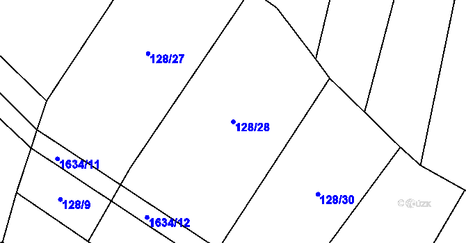 Parcela st. 128/28 v KÚ Přeborov, Katastrální mapa