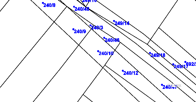 Parcela st. 240/10 v KÚ Přeborov, Katastrální mapa