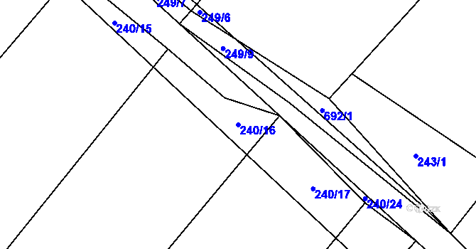 Parcela st. 240/16 v KÚ Přeborov, Katastrální mapa