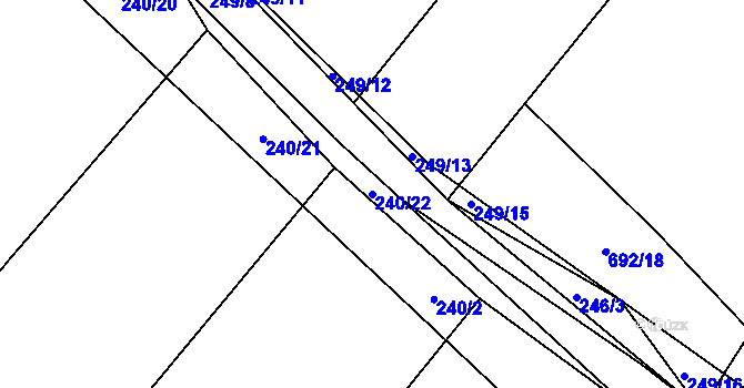Parcela st. 240/22 v KÚ Přeborov, Katastrální mapa