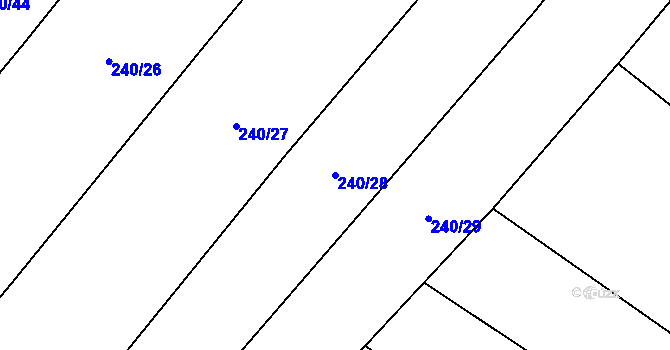Parcela st. 240/28 v KÚ Přeborov, Katastrální mapa
