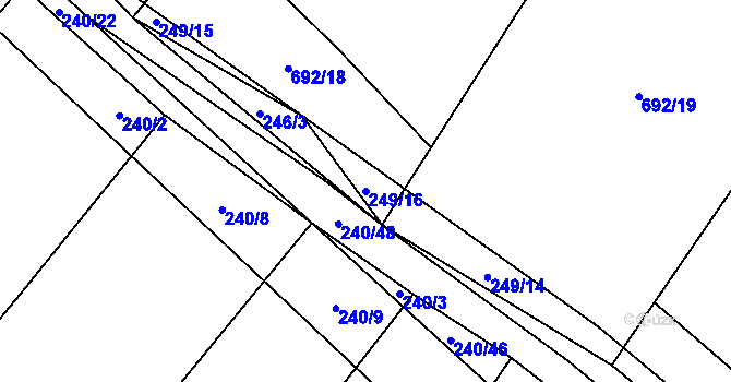Parcela st. 249/16 v KÚ Přeborov, Katastrální mapa