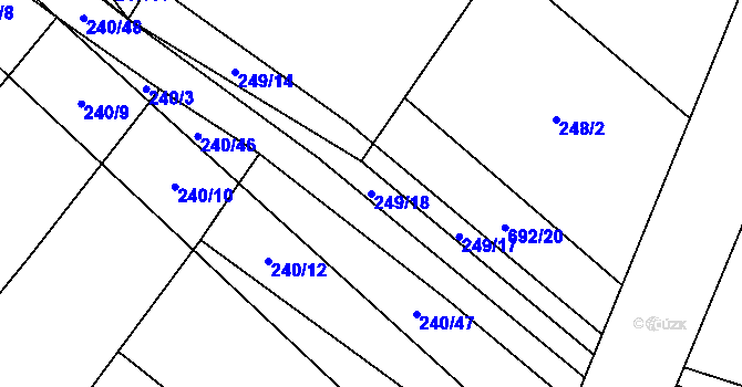 Parcela st. 249/18 v KÚ Přeborov, Katastrální mapa