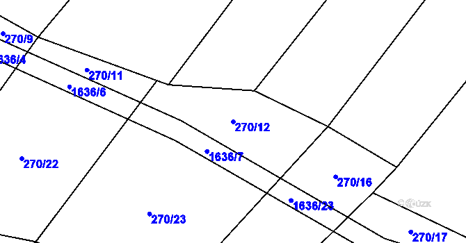 Parcela st. 270/12 v KÚ Přeborov, Katastrální mapa