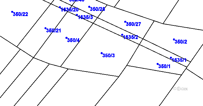 Parcela st. 350/3 v KÚ Přeborov, Katastrální mapa