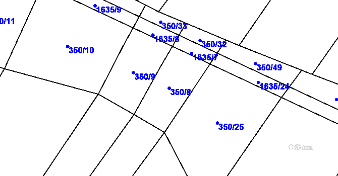 Parcela st. 350/8 v KÚ Přeborov, Katastrální mapa
