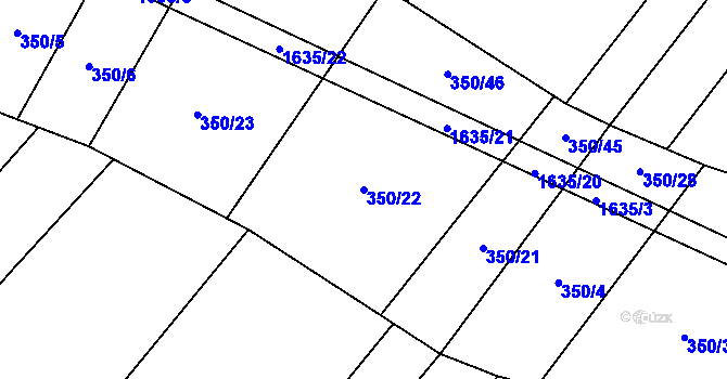 Parcela st. 350/22 v KÚ Přeborov, Katastrální mapa