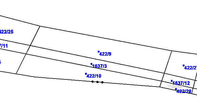 Parcela st. 422/9 v KÚ Přeborov, Katastrální mapa