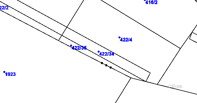Parcela st. 422/34 v KÚ Přeborov, Katastrální mapa