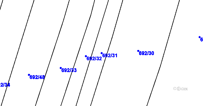 Parcela st. 692/31 v KÚ Přeborov, Katastrální mapa