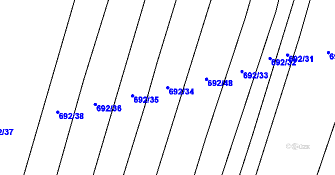 Parcela st. 692/34 v KÚ Přeborov, Katastrální mapa