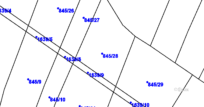 Parcela st. 845/28 v KÚ Přeborov, Katastrální mapa