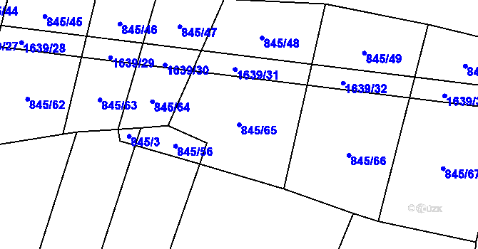 Parcela st. 845/65 v KÚ Přeborov, Katastrální mapa