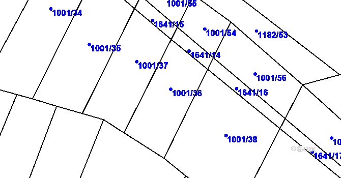 Parcela st. 1001/36 v KÚ Přeborov, Katastrální mapa
