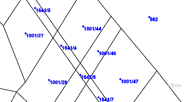 Parcela st. 1001/46 v KÚ Přeborov, Katastrální mapa