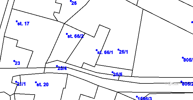 Parcela st. 66/1 v KÚ Přeborov, Katastrální mapa