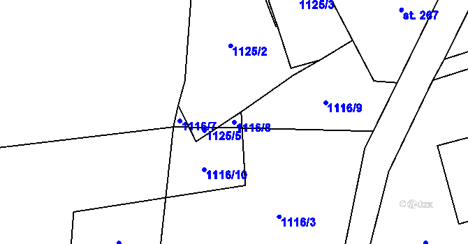 Parcela st. 1116/8 v KÚ Přebuz, Katastrální mapa