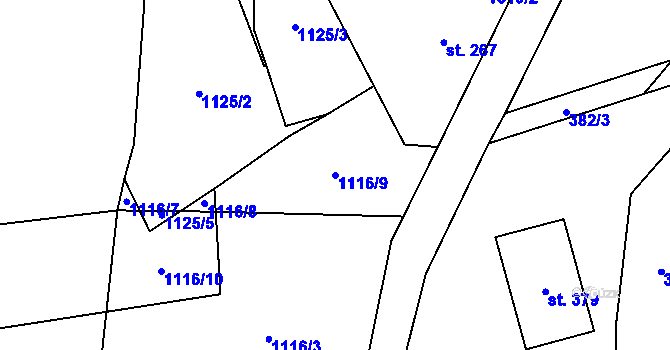 Parcela st. 1116/9 v KÚ Přebuz, Katastrální mapa