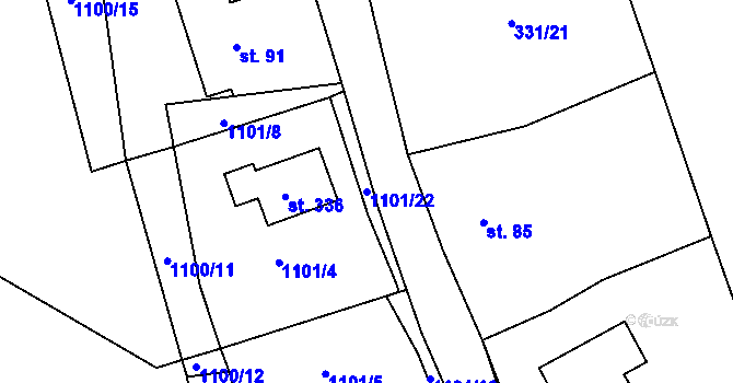 Parcela st. 1101/22 v KÚ Přebuz, Katastrální mapa