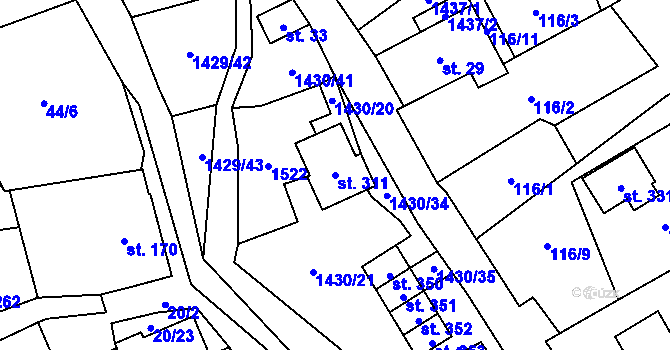 Parcela st. 311 v KÚ Přebuz, Katastrální mapa