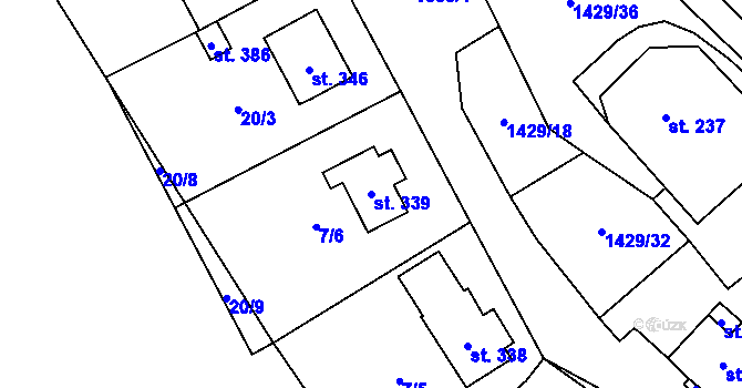 Parcela st. 339 v KÚ Přebuz, Katastrální mapa