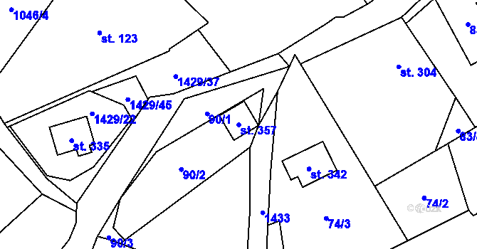 Parcela st. 357 v KÚ Přebuz, Katastrální mapa