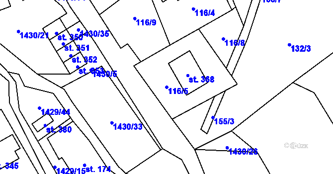 Parcela st. 116/5 v KÚ Přebuz, Katastrální mapa