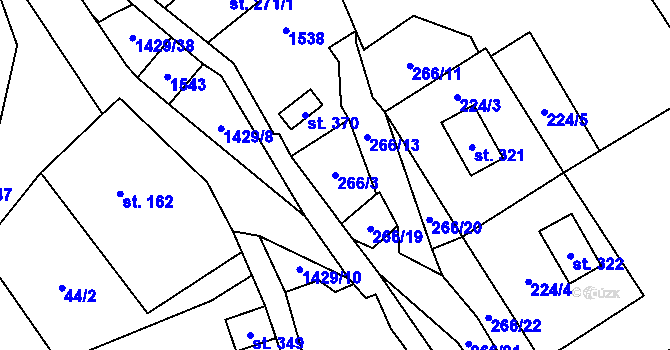 Parcela st. 266/3 v KÚ Přebuz, Katastrální mapa