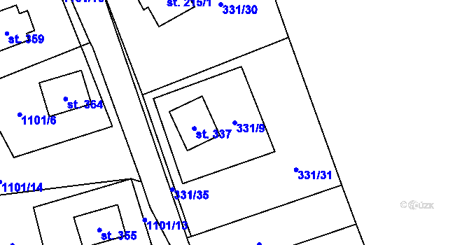 Parcela st. 331/9 v KÚ Přebuz, Katastrální mapa