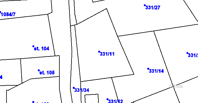 Parcela st. 331/11 v KÚ Přebuz, Katastrální mapa