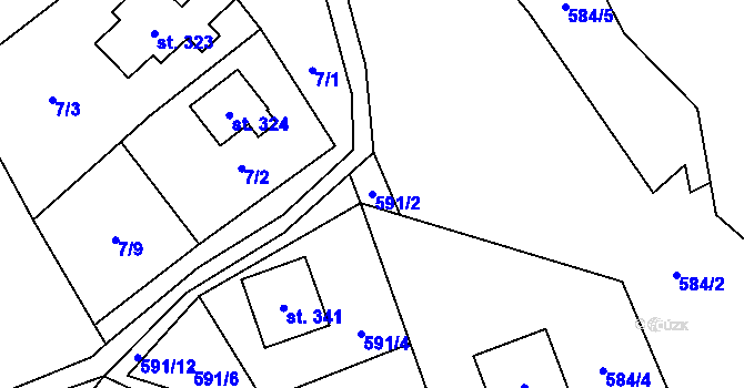 Parcela st. 591/2 v KÚ Přebuz, Katastrální mapa