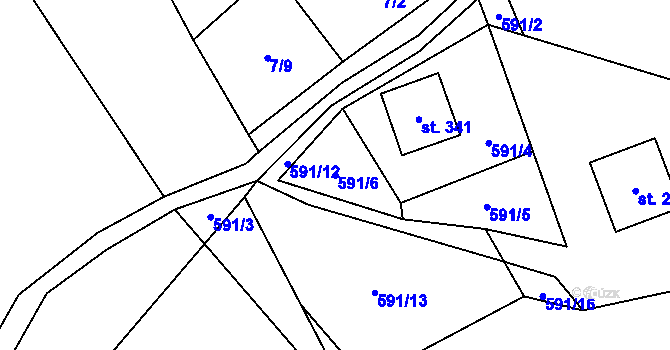 Parcela st. 591/6 v KÚ Přebuz, Katastrální mapa