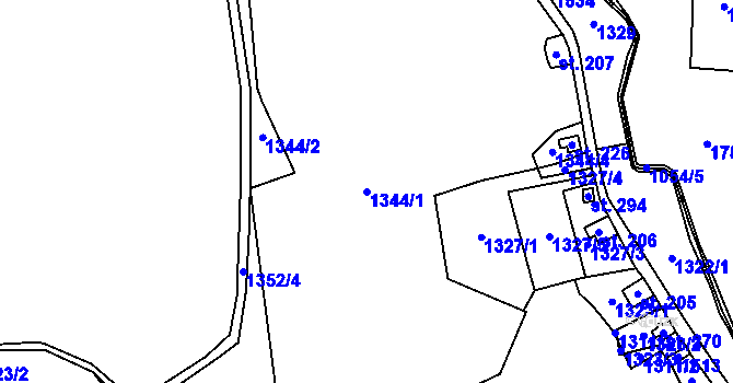 Parcela st. 1344/1 v KÚ Přebuz, Katastrální mapa