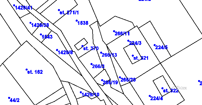 Parcela st. 266/13 v KÚ Přebuz, Katastrální mapa