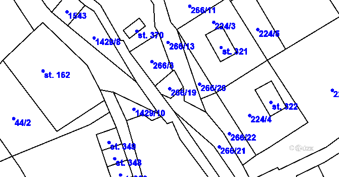 Parcela st. 266/19 v KÚ Přebuz, Katastrální mapa