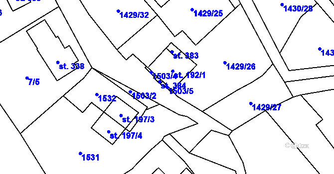 Parcela st. 1503/5 v KÚ Přebuz, Katastrální mapa
