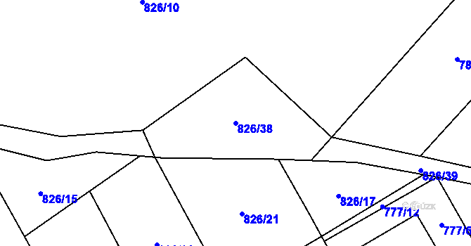Parcela st. 826/38 v KÚ Přebuz, Katastrální mapa