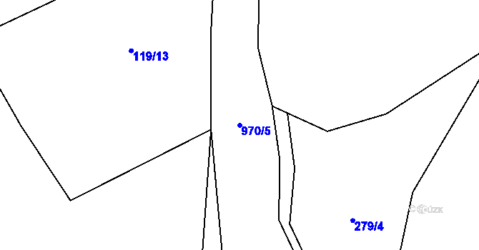 Parcela st. 970/5 v KÚ Rolava, Katastrální mapa