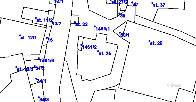 Parcela st. 25 v KÚ Přeckov, Katastrální mapa