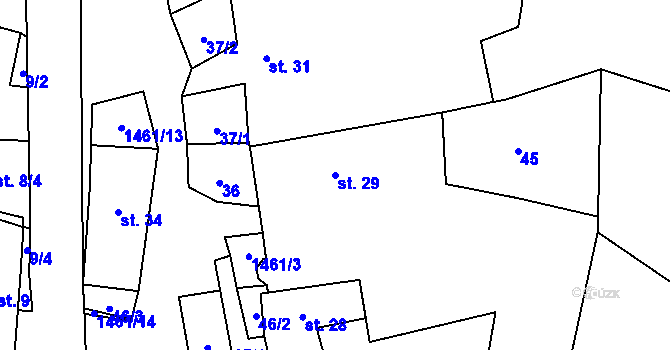 Parcela st. 29 v KÚ Přeckov, Katastrální mapa