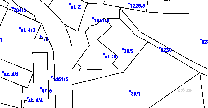 Parcela st. 35 v KÚ Přeckov, Katastrální mapa