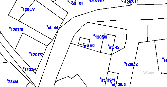 Parcela st. 50 v KÚ Přeckov, Katastrální mapa
