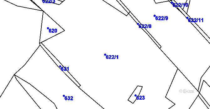 Parcela st. 622/1 v KÚ Přeckov, Katastrální mapa