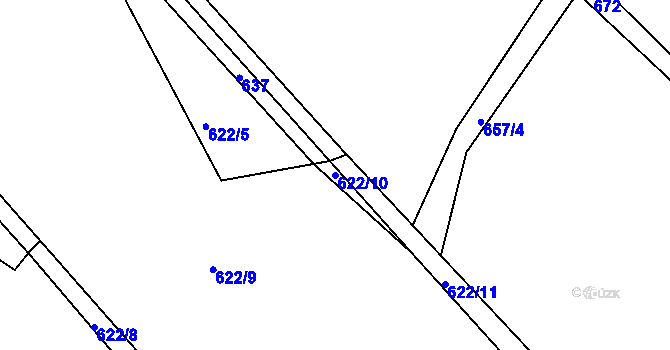Parcela st. 622/10 v KÚ Přeckov, Katastrální mapa