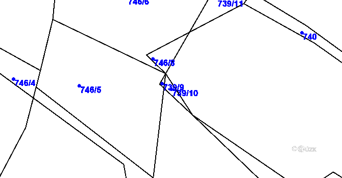 Parcela st. 739/10 v KÚ Přeckov, Katastrální mapa