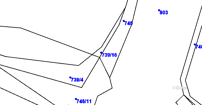 Parcela st. 739/16 v KÚ Přeckov, Katastrální mapa