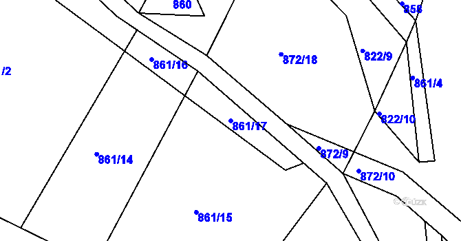 Parcela st. 861/17 v KÚ Přeckov, Katastrální mapa