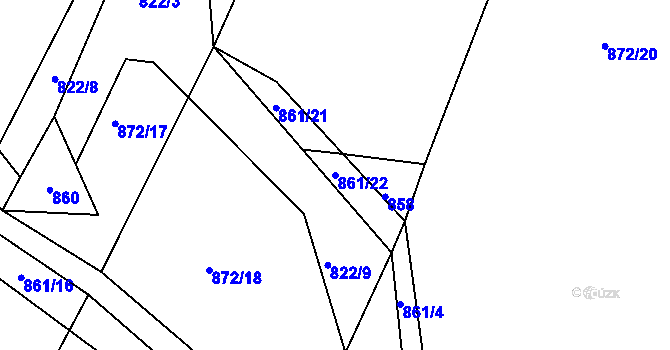 Parcela st. 861/22 v KÚ Přeckov, Katastrální mapa