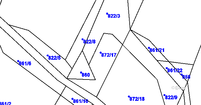 Parcela st. 872/17 v KÚ Přeckov, Katastrální mapa