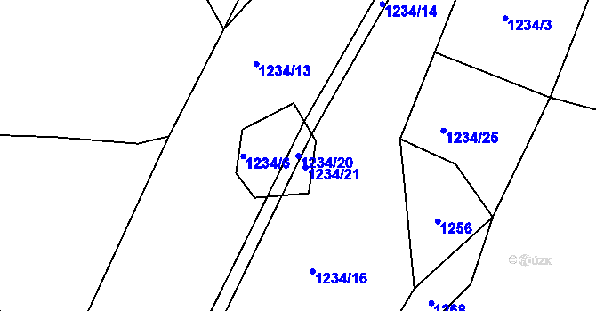 Parcela st. 1234/20 v KÚ Přeckov, Katastrální mapa